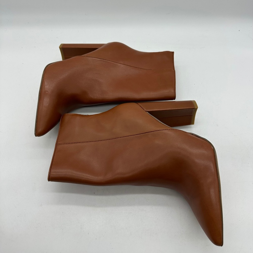 Steve Madden Womens 10 Trista TRIS02S1 Cognac Leather Ankle Block Heel Boots - Picture 10 of 12